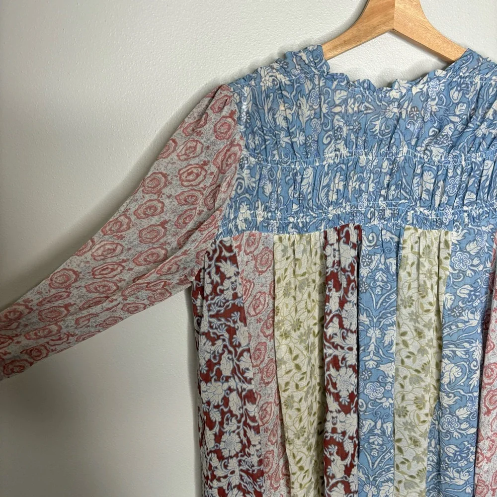 Free People  Merrie Mixed Print Tunic In Lilac Size small - Picture 5 of 10